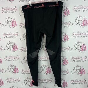 Adidas stellasport Black Leggings with Pink red Accents mesh details sport